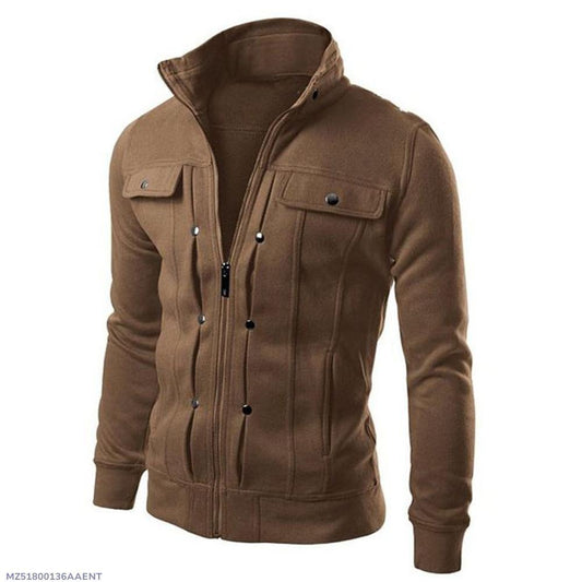 Men's Fleece Plain Jacket- Mexican Style- Black